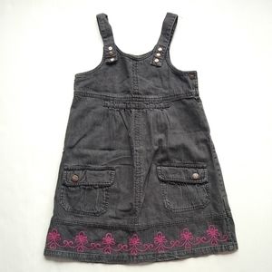 VINTAGE • Black denim bib overall jumper dress sz7